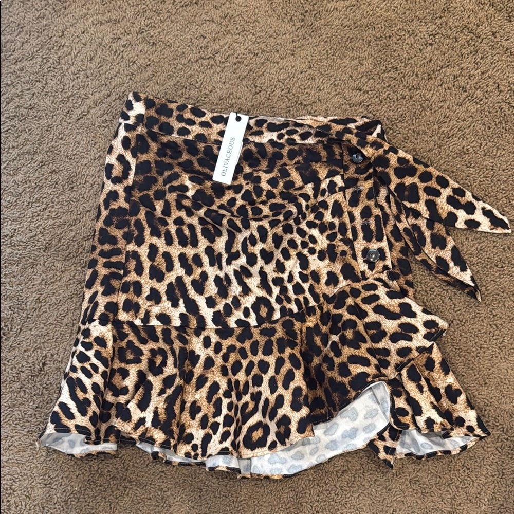 Olivaceous Brown Black Wrap Mini Skirt